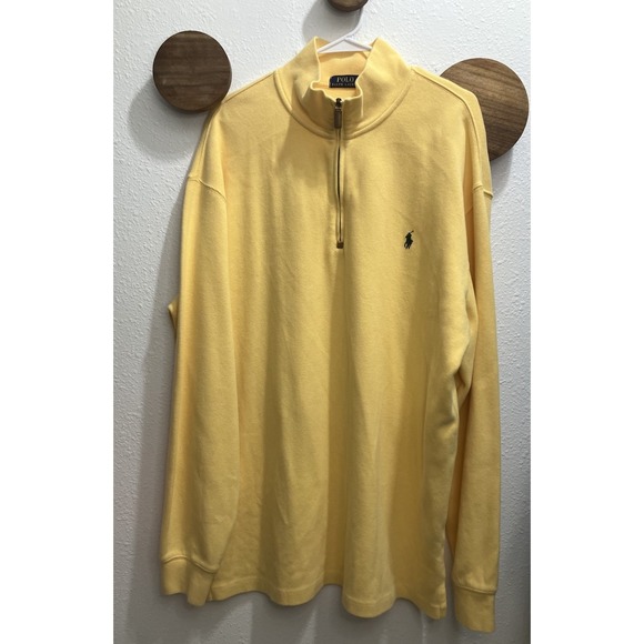 Polo Ralph Lauren 1/4 Zip Pullover Sweater Men's Large Tall Yellow Golf Classic - Picture 1 of 6